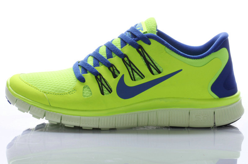 Hot Nike Free5.0 Men Shoes Blue/Greenyellow